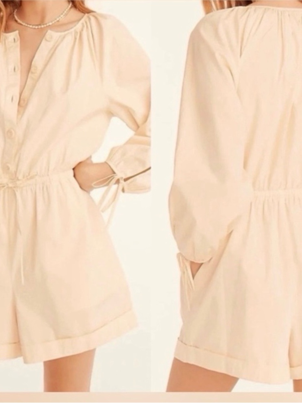 J. Crew light pink Button-Front Linen-Blend Romper